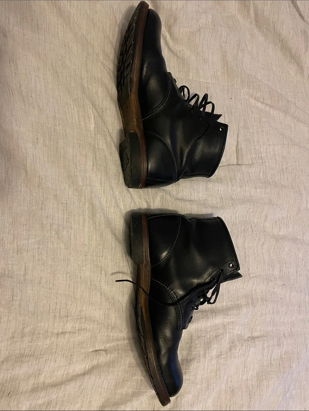 Red Wing Shoes Black Leather Lace-Up Work Boots
